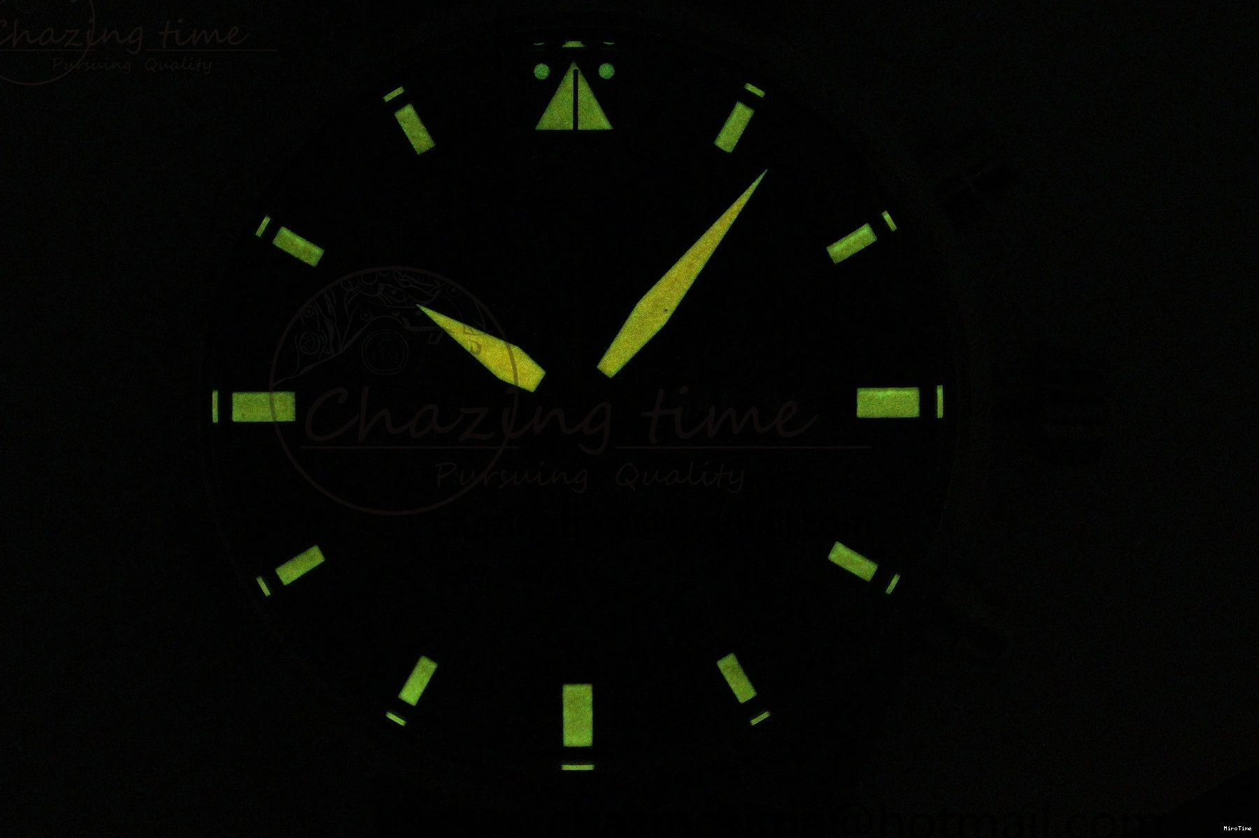 MIROTIME 0126 Pilot Chrono SS AZF 1:1 Best Edition Black Dial Orange Markers on Brown Leather Strap A EasyCare 7065